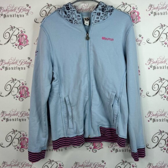 Burton sweater hoodie zip up vintage zipper Women's Light Blue Bomber Jacket - Picture 1 of 12